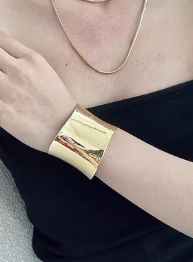 光面手镯开口手镯小众镀银