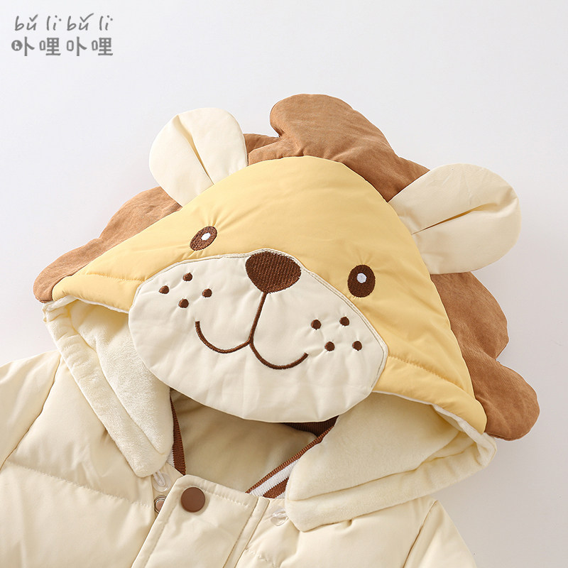 连体冬季外套装男宝宝衣服羽绒服 卟哩卟哩羽绒连体衣