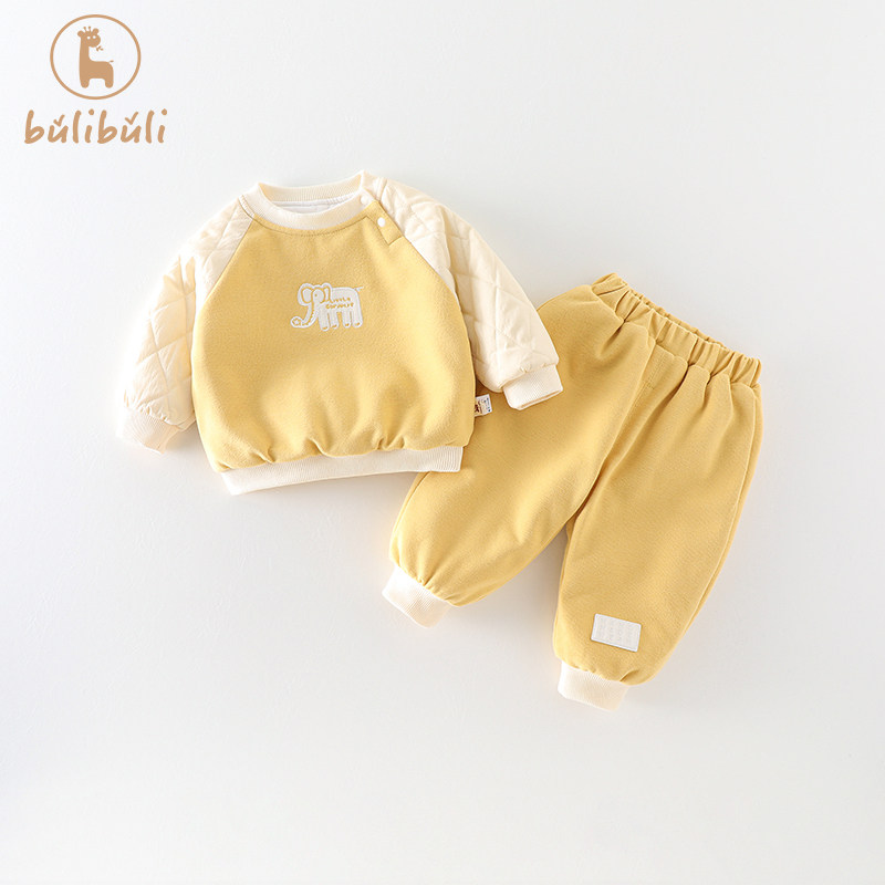 婴幼儿童套装秋冬装2024新款宝宝薄棉夹棉卫衣卫裤秋冬保暖两件套,淘宝优惠券,粉丝福利购,淘宝优惠卷