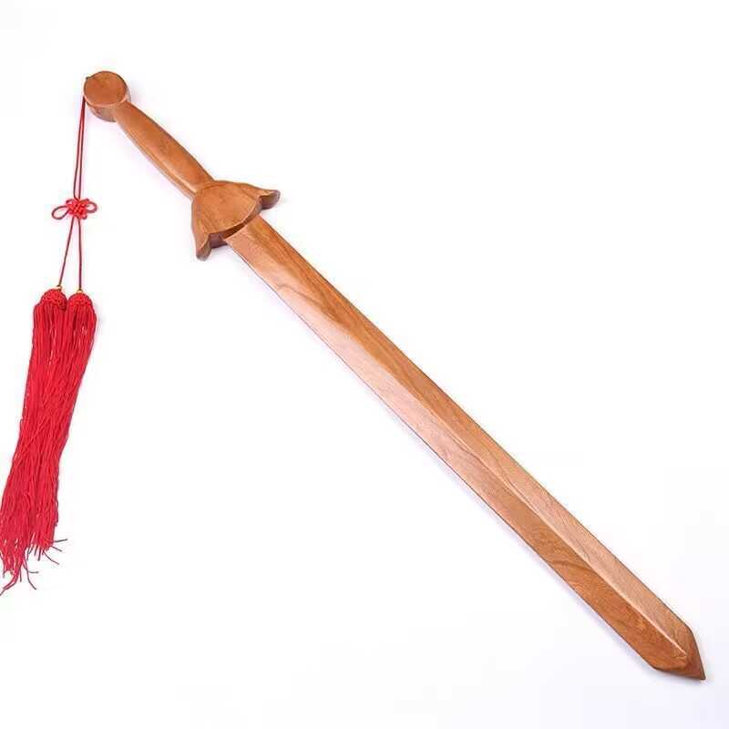 桃木剑纯桃木林正英同款道士剑挂件儿童七星宝剑一体太极剑摆件 - 图2