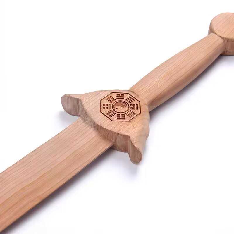 桃木剑纯桃木林正英同款道士剑挂件儿童七星宝剑一体太极剑摆件 - 图1