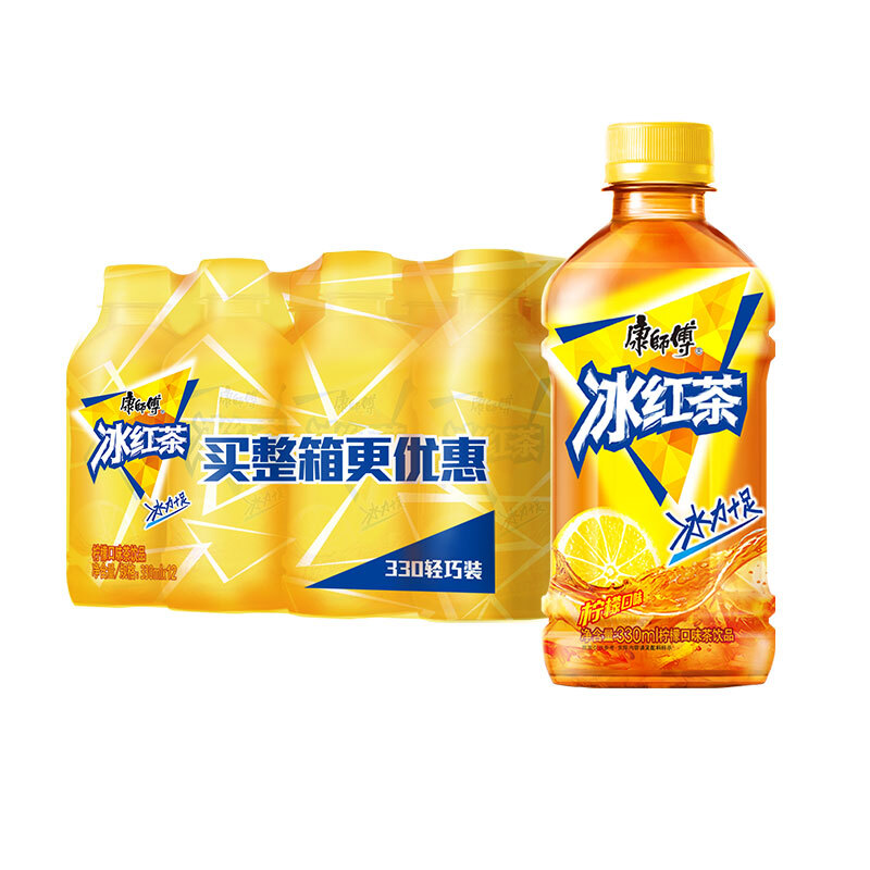 康师傅冰红茶330ml*12瓶整箱小瓶柠檬味茶饮料夏季囤货饮品解渴 - 图0