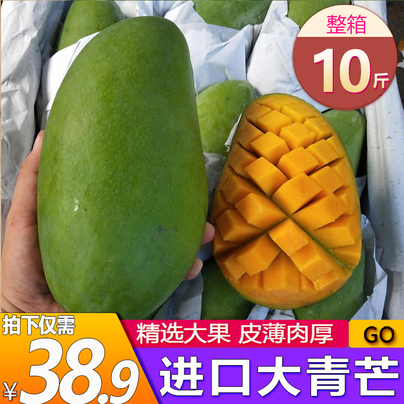 晨洁旗舰店大青芒特大芒果新鲜水果青芒大芒果越南净重9斤10无丝0