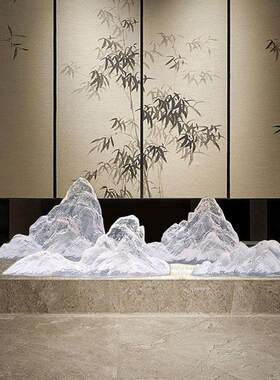 售楼处大型假山摆件透明树脂雕塑样板间别墅庭院酒店大厅落地厂家