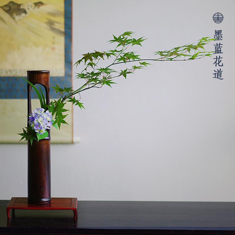 竹筒单格双格中华花艺禅意创意复古中国风中式插花器皿花器竹制