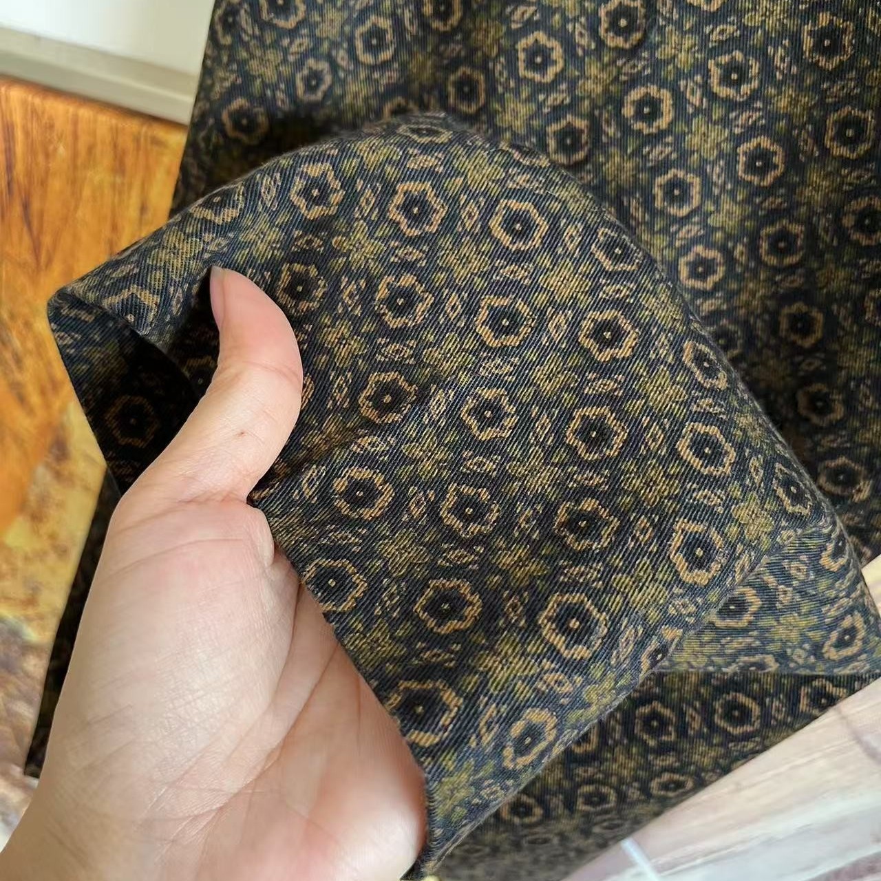 设计师款男款咖黑复古艺术花纹印花纯棉西服外套河流的牙齿平替 - 图2