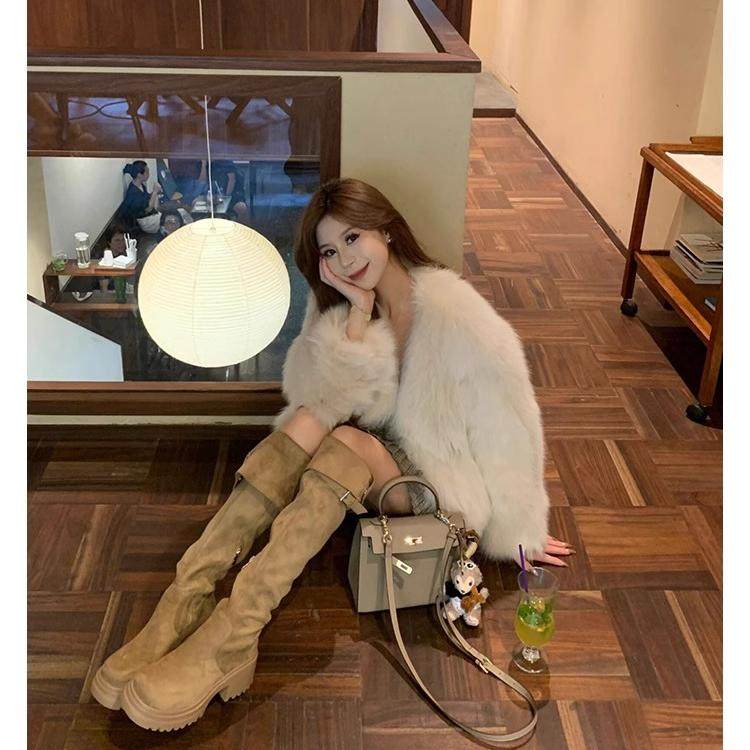 羊羔毛过膝长筒靴雪地靴子女秋冬款小个子厚底增高保暖加绒骑士靴,淘宝优惠券,粉丝福利购,淘宝优惠卷