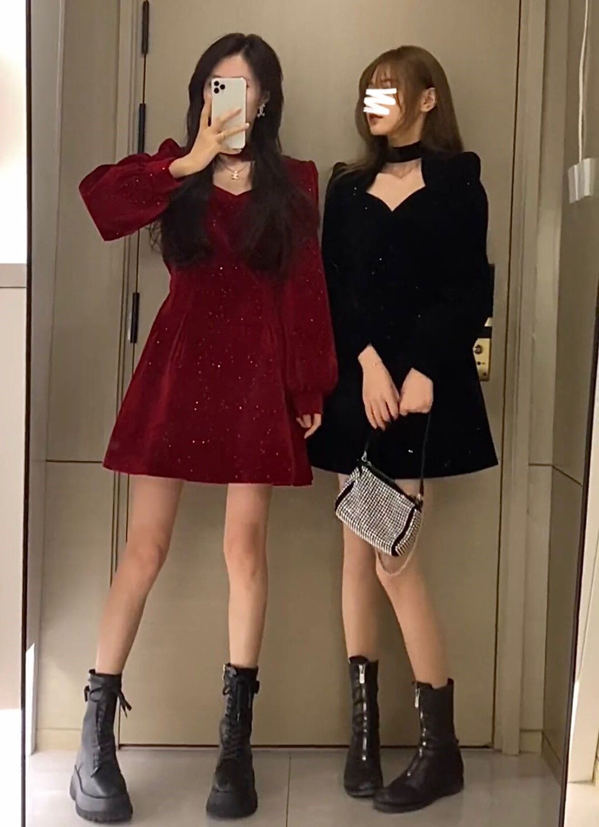 【圣诞红色】赴宴丝绒千金年会连衣裙 达琦思连衣裙