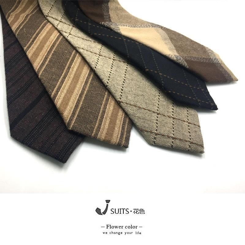 咖色亚麻棉质黄色暗红黑色哑光复古休闲英伦日系7厘米小众领带,淘宝优惠券,粉丝福利购,淘宝优惠卷