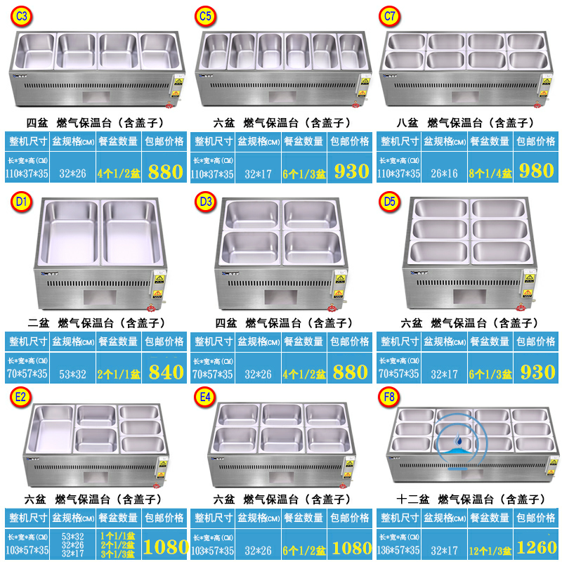 快餐保温台商用燃气型台式摆摊打菜车液化煤气加热保温汤池售饭台-图0