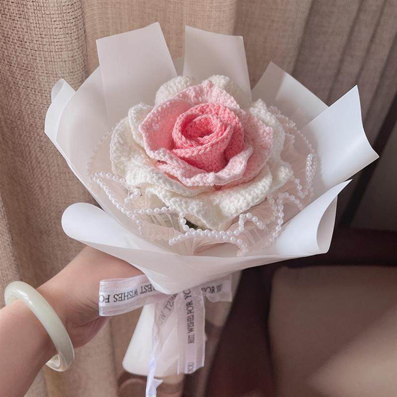 手工编织泰国玫瑰花diy材料包针织花束自制钩织花束编织材料爆款,淘宝优惠券,粉丝福利购,淘宝优惠卷