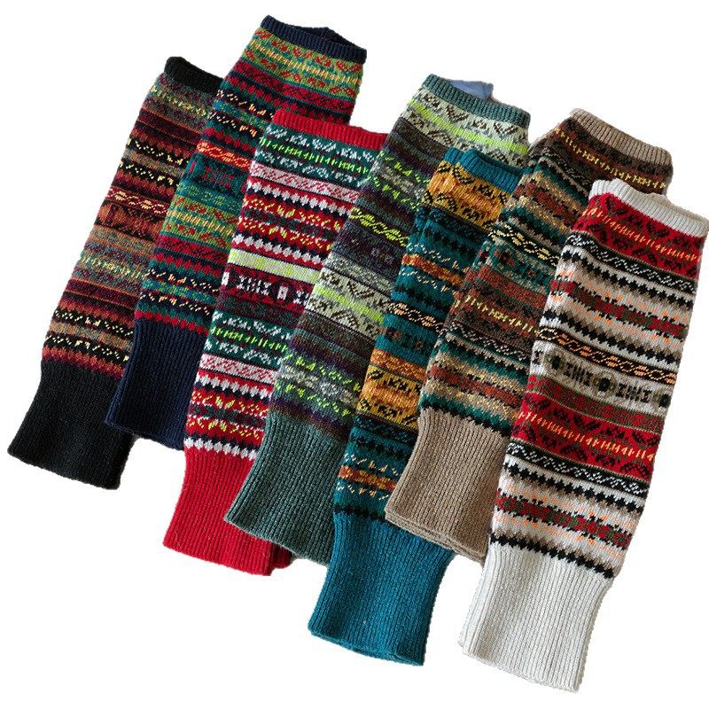 秋冬复古风加厚羊毛堆堆袜套撞色及膝保暖叠穿波西米亚风腿套,淘宝优惠券,粉丝福利购,淘宝优惠卷