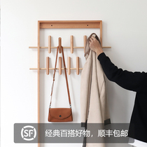 Solid wood wall-mounted clothes hanger Entry wall Guan Guan Hanger Clothing Hat Rack Doorway Door Rear Folk Hangover Clothes Rack Shelve Shelf