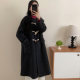 Horn buckle hooded long wool coat college style