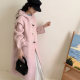 Horn buckle hooded long wool coat college style