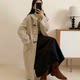 Horn buckle hooded long wool coat college style