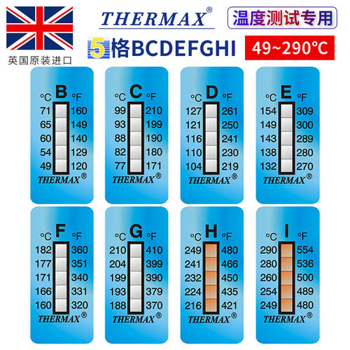 原装正品TMC温度贴纸测温纸thermax8格6格5格10格感温贴片ABCDE - 图3