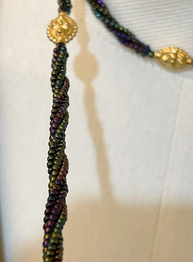 2025春夏波西米亚风紫绿森系梦幻螺旋米珠小众长款毛衣链项链