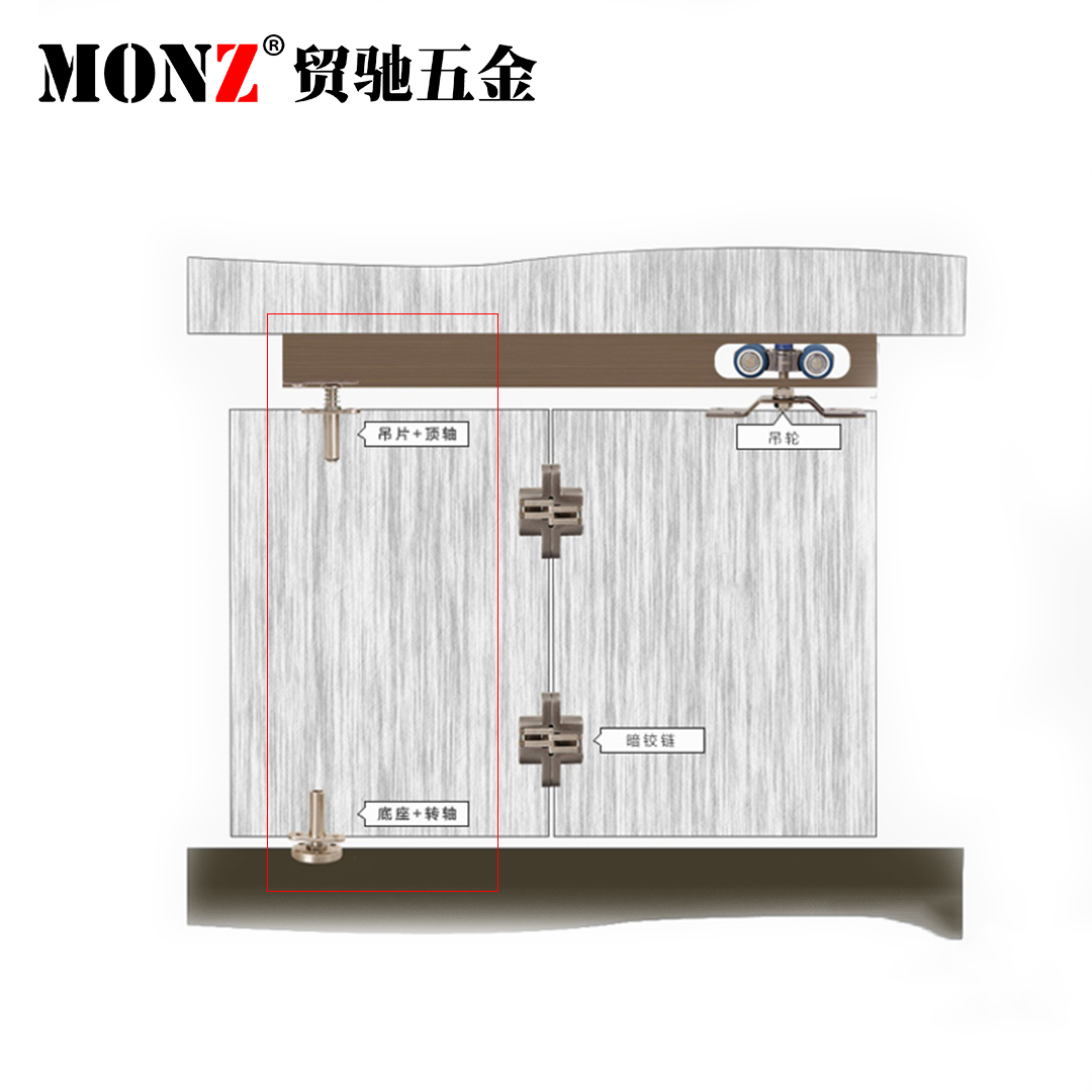 贸驰五金折叠推拉门五金配件天地轴万向转轴旋转门屏风转轴固定器-图3