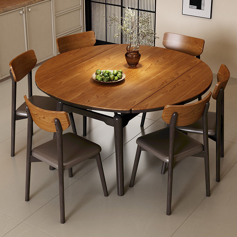 highcook岩板餐桌椅组合复古风小户型家用可伸缩可变圆桌实木饭桌,淘宝优惠券,粉丝福利购,淘宝优惠卷