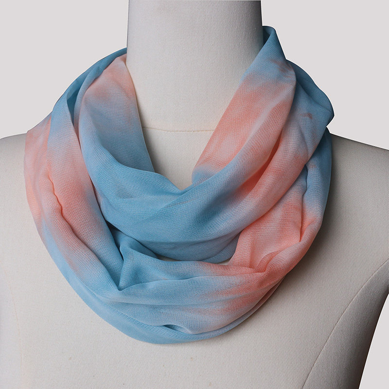 新款时尚复古风女渐变围巾雪纺中国风中年装饰蝴蝶印花围脖两圈,淘宝优惠券,粉丝福利购,淘宝优惠卷