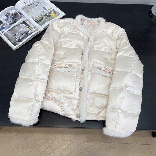 羽绒 新中式国风春季新款毛毛拼接设计宽松时尚外套女 A#24 - 图0