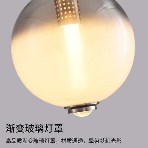 饰盟意式极简床头吊灯2026新款轻奢高级感玻璃卧室玄关走廊吊线灯 - 图3
