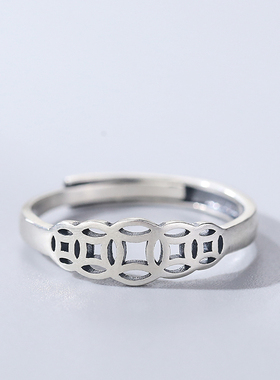 纯银复古招财转运小众开口尾戒