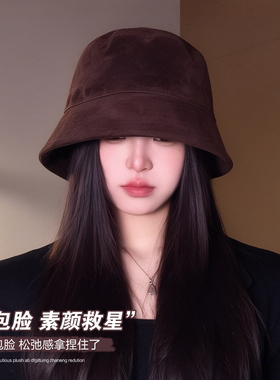翻毛皮渔夫帽大头围高品质水桶帽