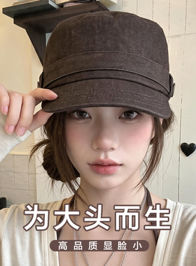 老钱风平顶马术帽大头围金属扣