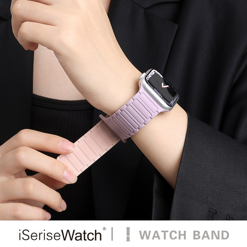 张婧仪同款iserisewatch适用苹果S11手表iwatch10表带applewatch9磁吸S10硅胶S8腕带女SE3运动8男7高级新款秋 - 图2
