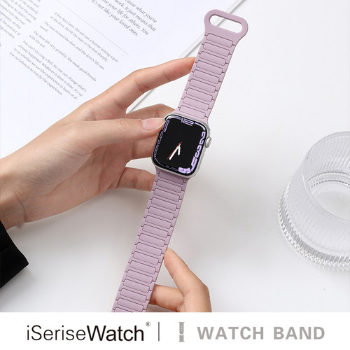 张婧仪同款iserisewatch适用苹果S11手表iwatch10表带applewatch9磁吸S10硅胶S8腕带女SE3运动8男7高级新款秋 - 图3