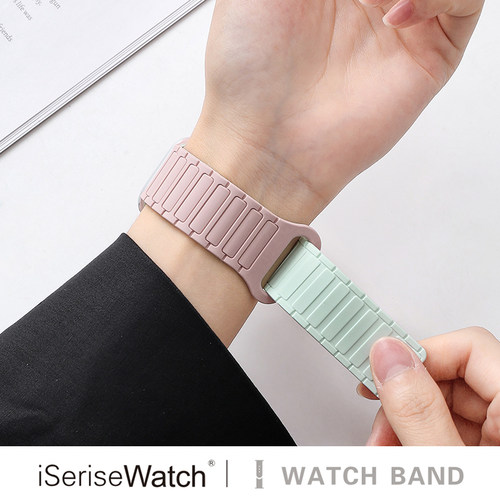 张婧仪同款iserisewatch适用苹果S11手表iwatch10表带applewatch9磁吸S10硅胶S8腕带女SE3运动8男7高级新款秋 - 图1