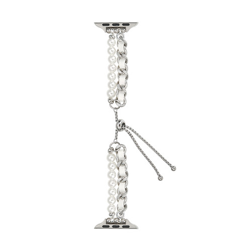 iserisewatch适用于iwatch11表带小香风apple watchs9贝珠金属链高级苹果智能手表s10个性se创意串珠45mm女款 - 图0