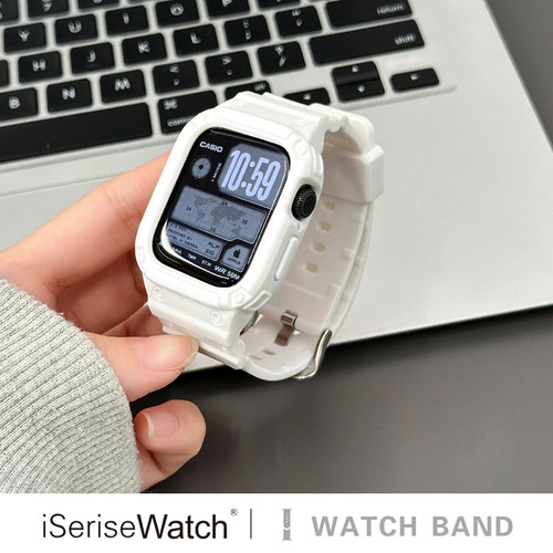 iserisewatch适用苹果手表表带iWatchs10冰川一体式applewatch十代全包保护女款42mm46男运动透气夏天星光色 - 图0