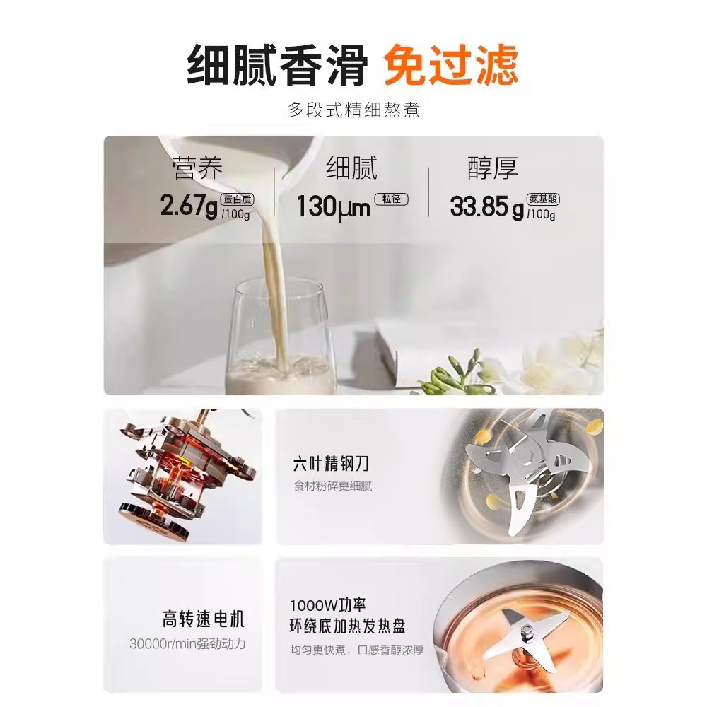 九阳豆浆机全自动家用小型多功能破壁机2-5人免过滤免煮官方正品