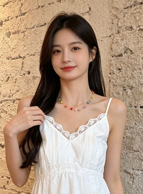 【原创设计】多巴胺彩虹串珠项链