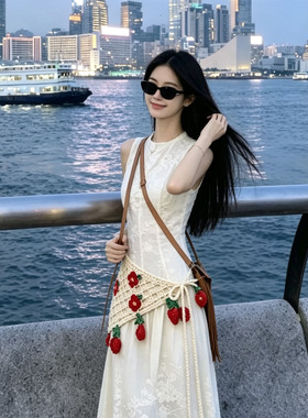 花朵镂空针织多巴胺三角腰带屁帘