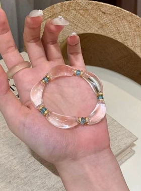 清冷仿白水晶弯管手镯小众轻奢女