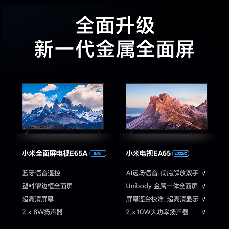 新款小米电视EA65英寸 4K超高清EA75全面屏语音液晶50/55/60/70 - 图1