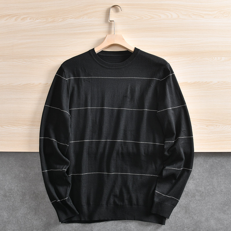 捡漏羊毛混纺！外贸男装工厂尾货套头圆领条纹提花休闲长袖针织衫,淘宝优惠券,粉丝福利购,淘宝优惠卷