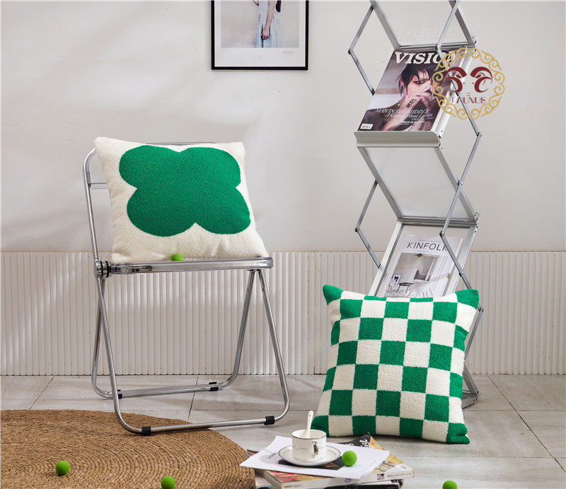 高饱和绿色时尚客厅沙发网红个性刺绣抱枕套简约韩版绣花靠套,淘宝优惠券,粉丝福利购,淘宝优惠卷