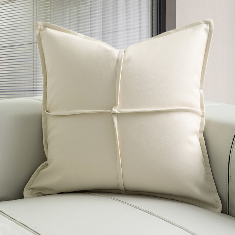 奶酪白PU皮革客厅皮沙发抱枕套现代简约北欧风高端靠枕样板间软装,淘宝优惠券,粉丝福利购,淘宝优惠卷