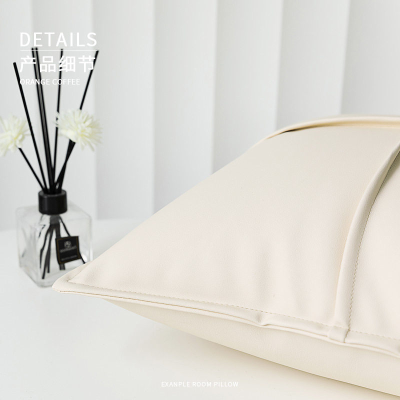 奶酪白PU皮革客厅皮沙发抱枕套现代简约北欧风高端靠枕样板间软装,淘宝优惠券,粉丝福利购,淘宝优惠卷