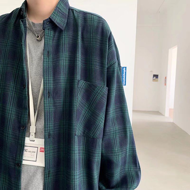 格子衬衫男韩版潮流长袖衫ins休闲百搭打底上衣帅气情侣衬衣外套,淘宝优惠券,粉丝福利购,淘宝优惠卷