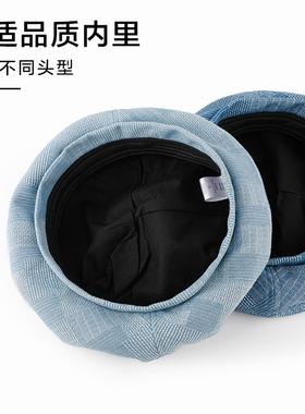 小众设计感牛仔贝雷帽女复古蓝色