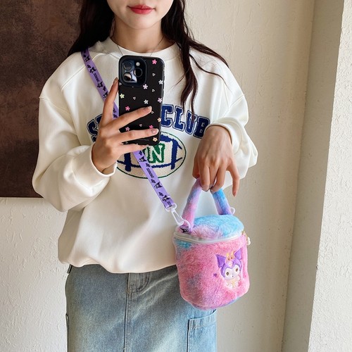 可爱毛绒公仔抓娃娃机单肩斜挎包水桶包便携款零钱包毛毛包可爱 - 图2