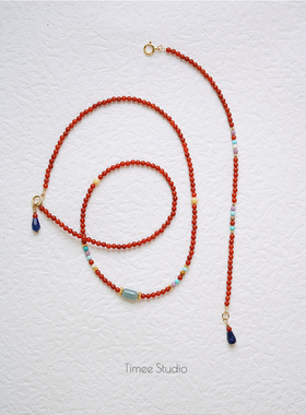 Timee恬觅南红绿松翡翠项链