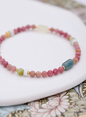 Timee恬觅 安隅 天然蔷薇辉蓝翡翠南方玉弹力绳手串手链