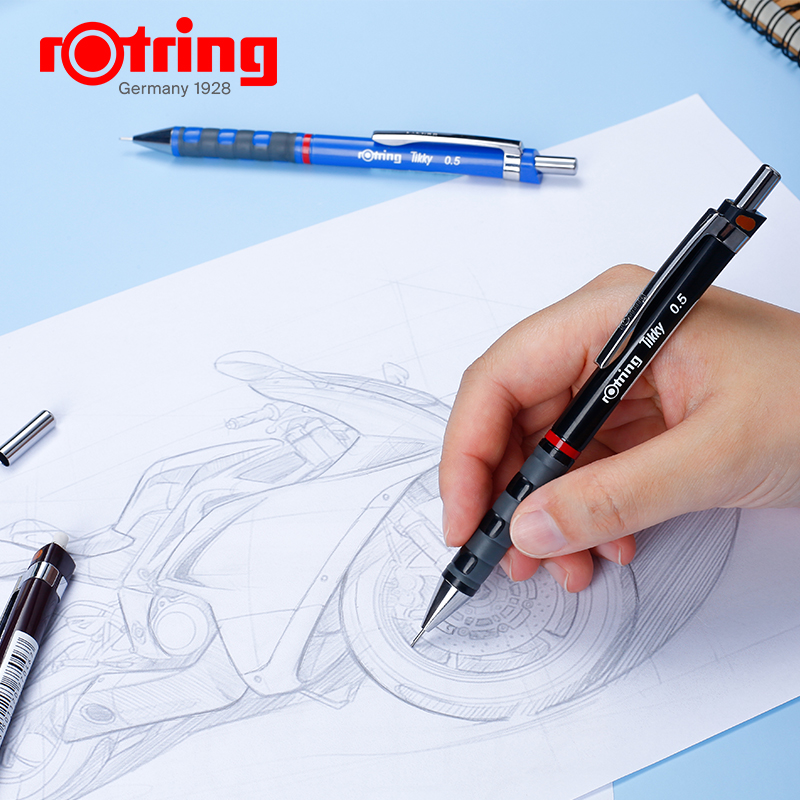 红环（rOtring）Tikky系列自动铅笔HB黑色0.35 0.5 0.7mm防震防断芯专业学生成人绘图美术素描笔-图2